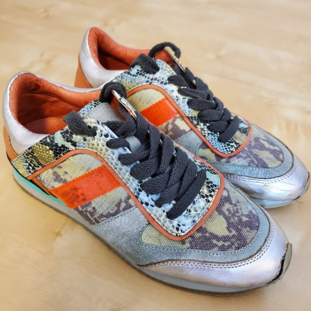 Anthropologie Liebeskind Audra Leather Snakeskin Mixed print Sneakers 38 / 7-7.5